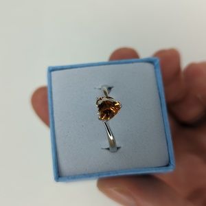 Fragrant Jewels Size 7.5 Ring Orange Heart Silver Tone Band NWOT